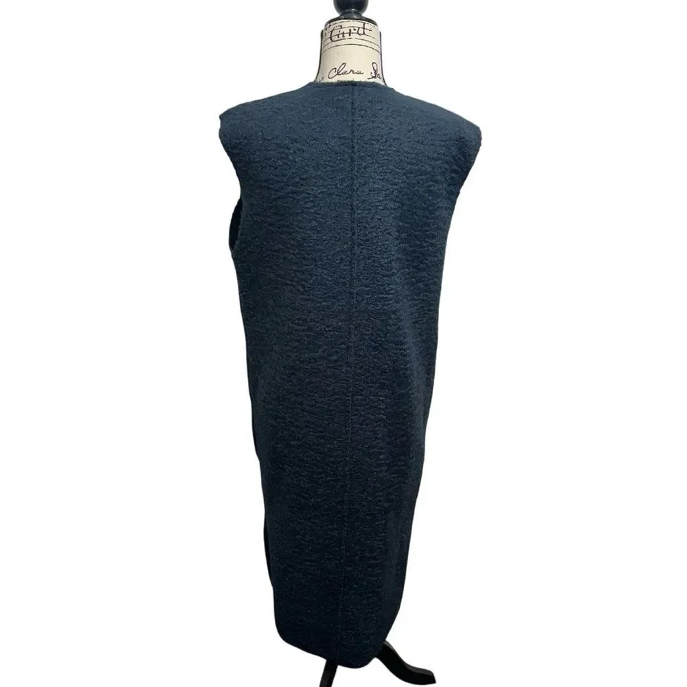 Zara Navy‎ Blue Long Winter Vest Small